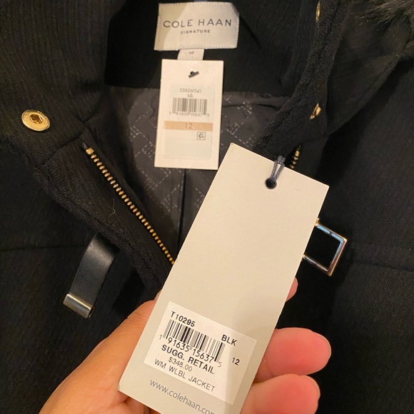 Cole Haan Woman’s Long Coat, Size 12, BLK, New, Never Worn, Tags Still On. - Picture 7 of 9